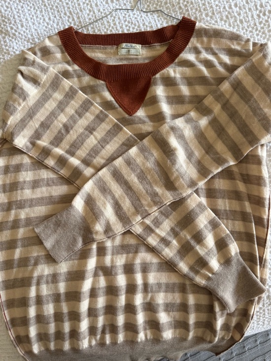 Madewell Sweaters - Madewell Striped Crewneck Sweater in Beige and Rust